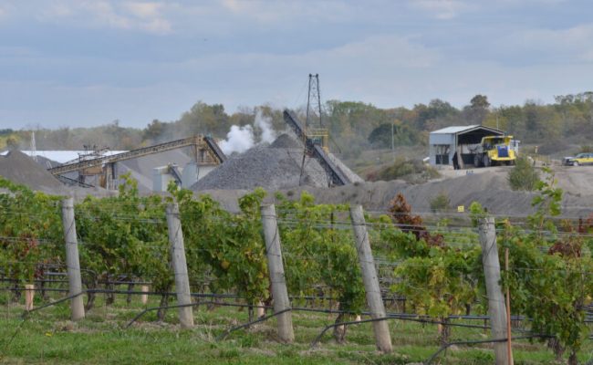 Edgerock Vineyard sits next to the fully operational Vineland Quarry.